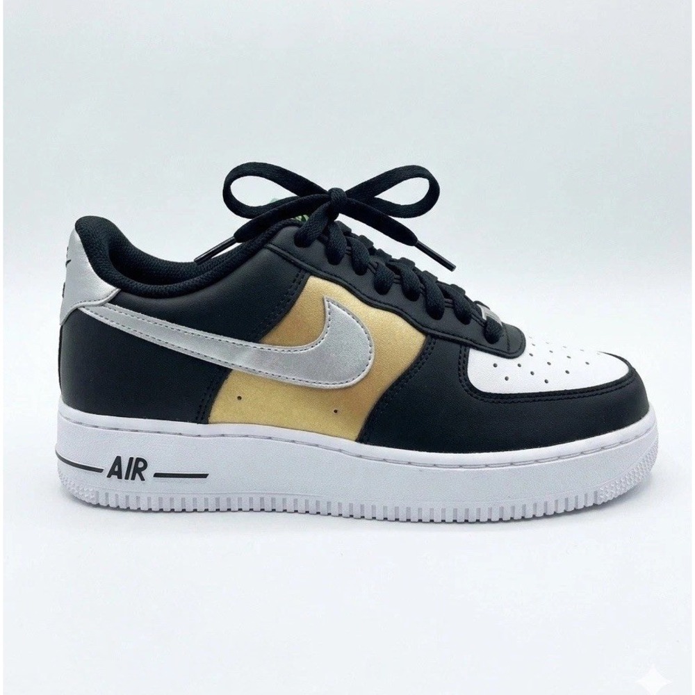 Nike Air Force 1 BG Black/Metallic Gold/White | Unisex Kid's Sneakers Size 7y |